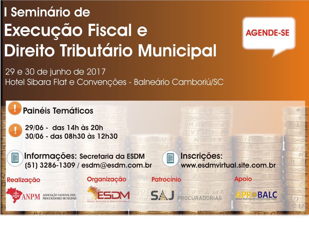 Balneário Camboriú sediará I Seminário Regional de Execução Fiscal e Direito Tributário Municipal em junho