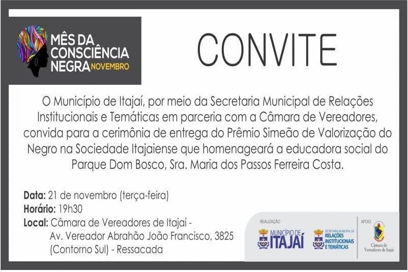 Prêmio Simeão valoriza participação do negro na sociedade itajaiense