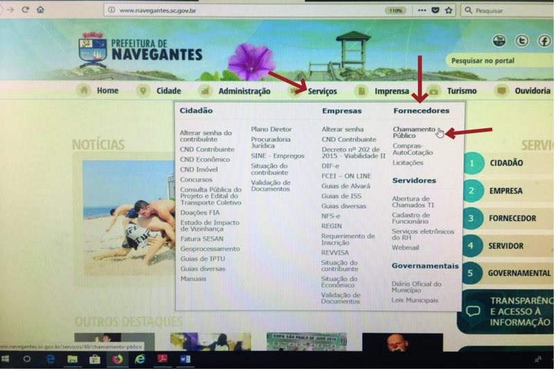 MUNICÍPIO CRIA LINK DE ACESSO A CHAMAMENTOS PÚBLICOS NO SITE OFICIAL