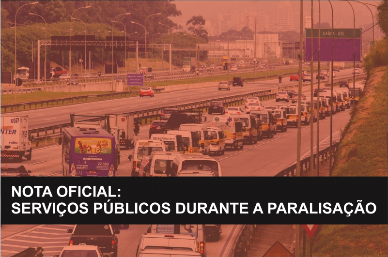 NOTA OFICIAL: VEJA COMO FICAM OS SERVIÇOS DURANTE A PARALISAÇÃO NOTA OFICIAL: VEJA COMO FICAM OS SERVIÇOS DURANTE A PARALISAÇÃO