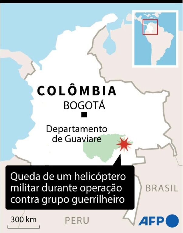 Queda de helicóptero militar em zona rebelde na Colômbia deixa nove mortos