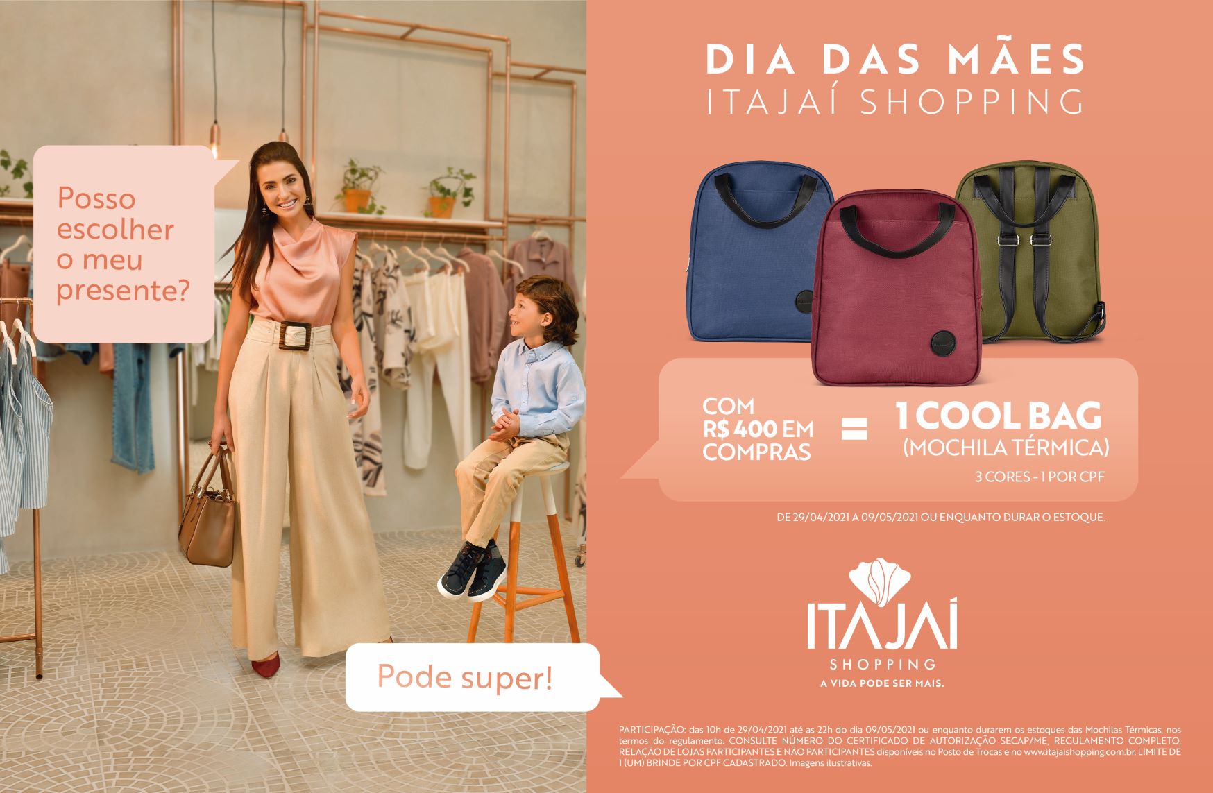 Dia das Mães:  Itajaí Shopping presenteia clientes com cool bag exclusiva