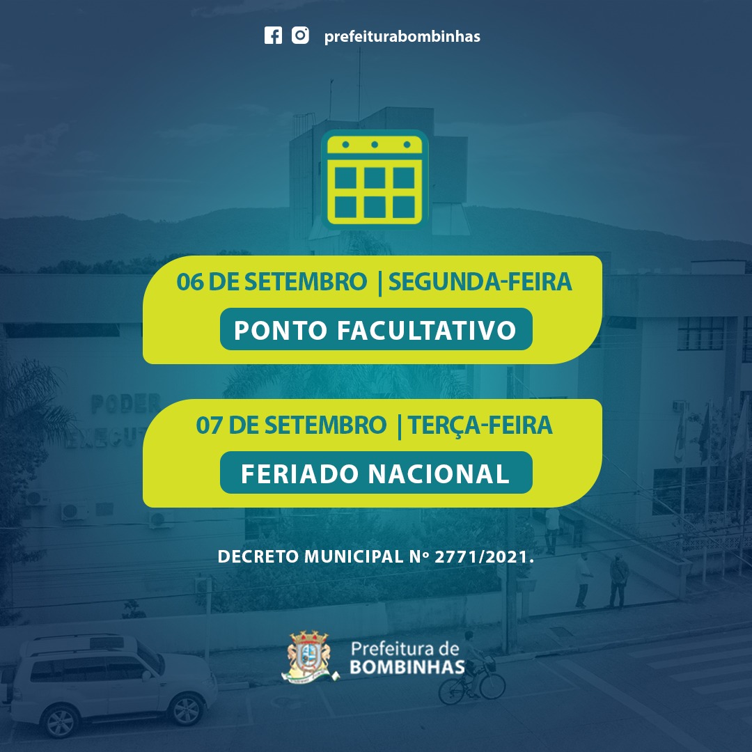 Prefeitura de Bombinhas decreta ponto Facultativo na Segunda-feira, 06