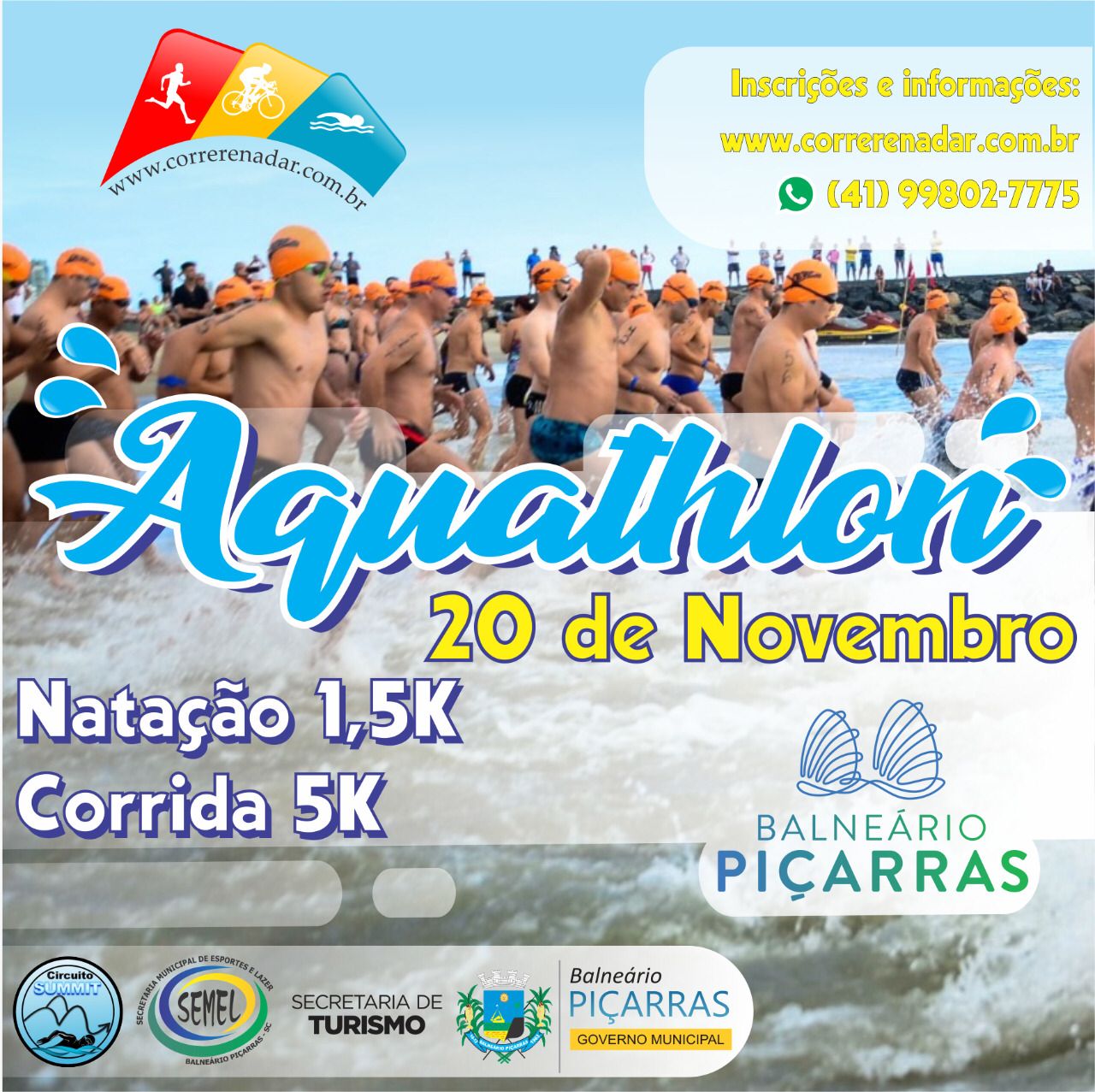 Fim de semana em Balneário Piçarras terá competições de natação e aquathlon