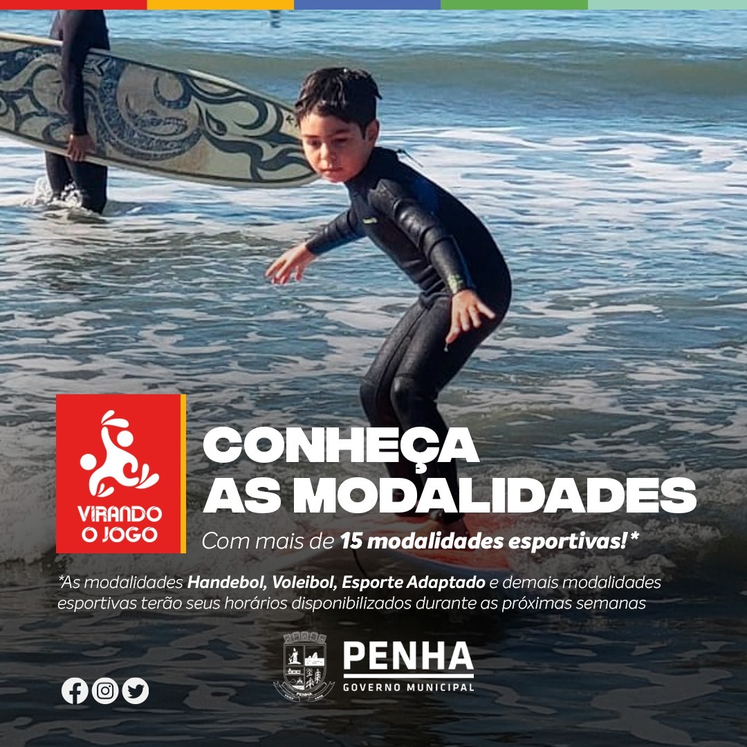 Projeto Virando o Jogo tem inscrições abertas para 10 modalidades esportivas em Penha
