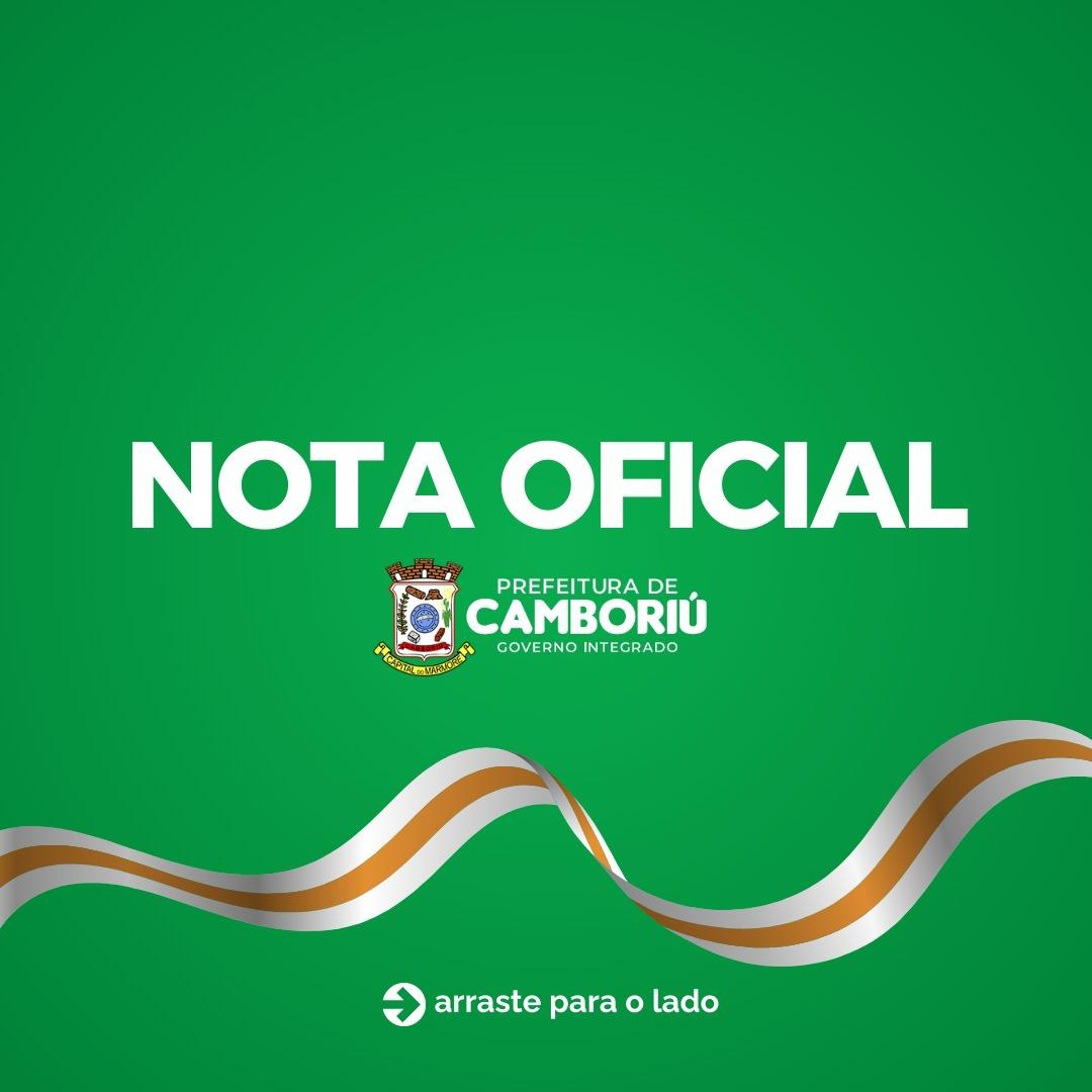 Nota Oficial – Prefeitura Municipal de Camboriú